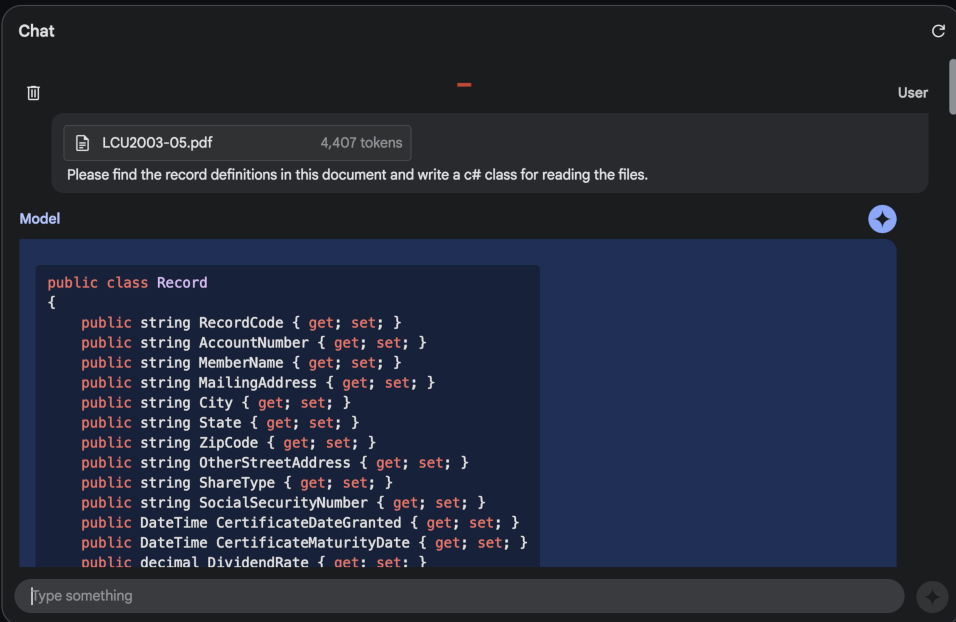 Image of a Gemini 1.5 Chat session